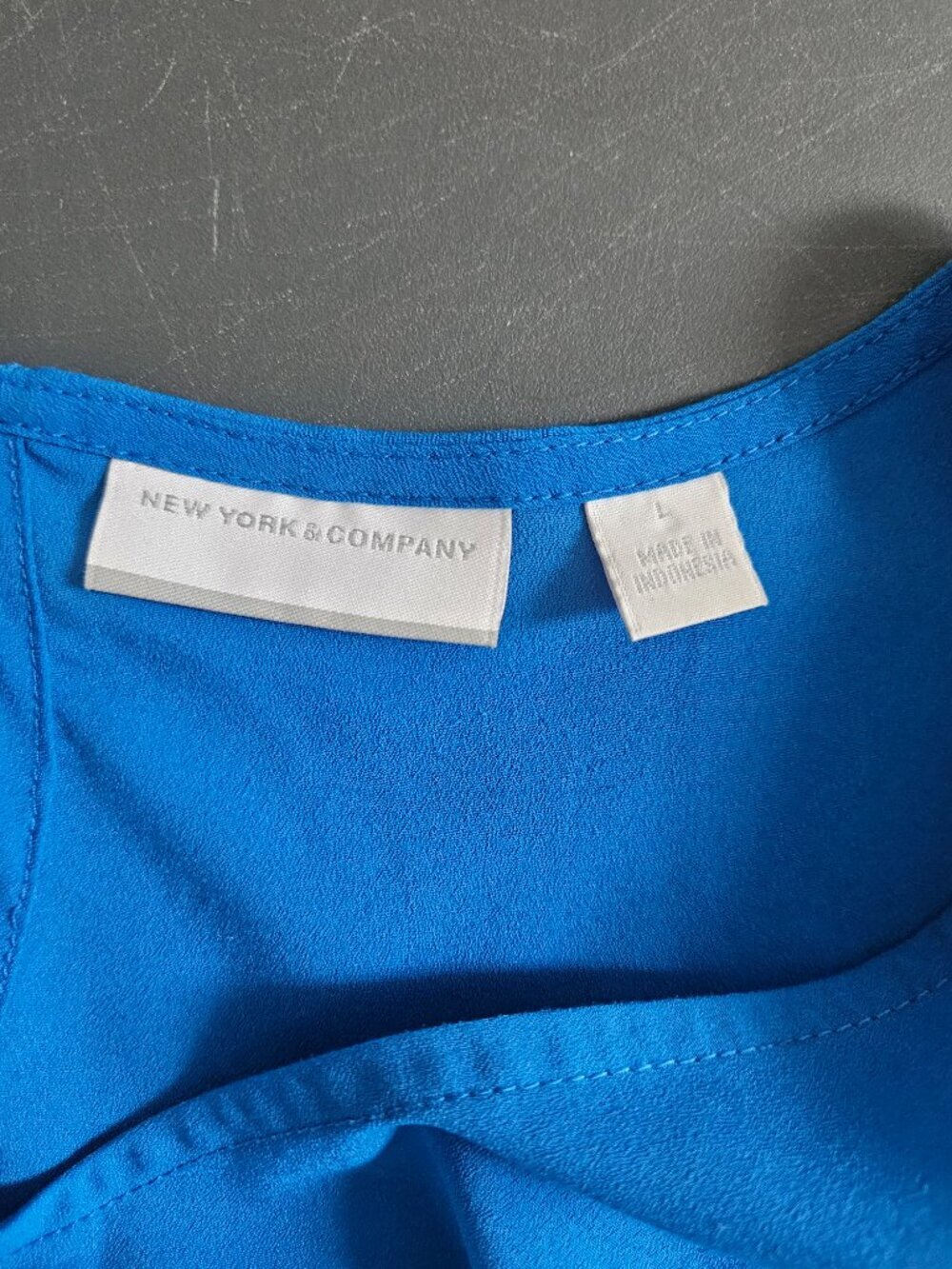 New York & Company Royal Blue Ruffle Cap Sleeve Blouse - Picture 7 of 8